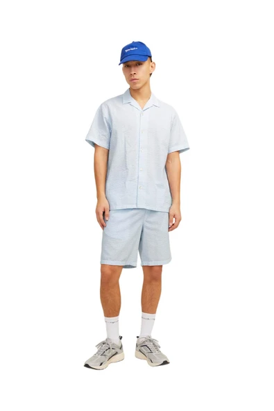 Jack&Jones Oversize Kısa Kol Çizgili Erkek Gömlek - Minimalist ürün görseli 1