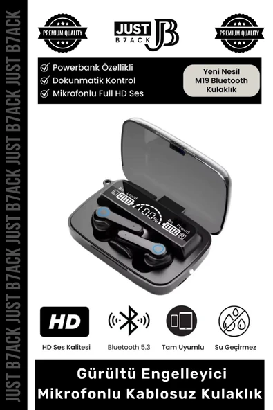 #M19Kulaklık Dijital Göstergeli Powerbanklı HD Hi-Fi Ses Dokunmatik 5.3 Mikrofonlu Kablosuz Kulaklık ürün görseli 1