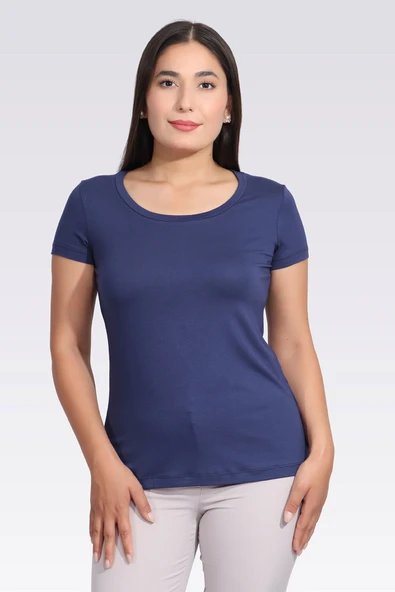 Tolga Saraçoğlu Minimalist Yuvarlak Yaka Kısa Kol Kadın T-Shirt - Günlük Kullanım ürün görseli 1