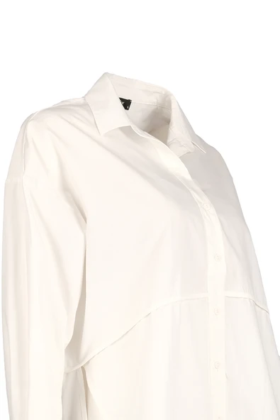 Ysatis Minimalist Oversize Uzun Kol Gömlek Yaka Kadın Gömlek ürün görseli 1