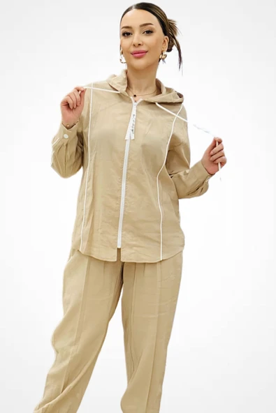 Ysatis Minimalist Oversize Kapüşonlu Kadın Ceket Takımı - Günlük Spor Şıklık ürün görseli 1
