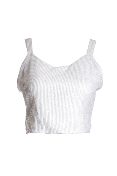 Ysatis Sırtı Açık Pullu Crop Bluz - Minimalist Tasarım - Parti ürün görseli 1