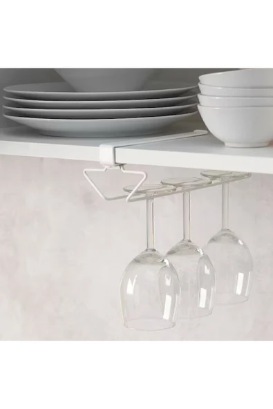 IKEA 29 Cm Rafa Takılabilen Kadeh Tutucu Raf Askısı Çelik Beyaz Şarap Kadehi Askısı ürün görseli 1