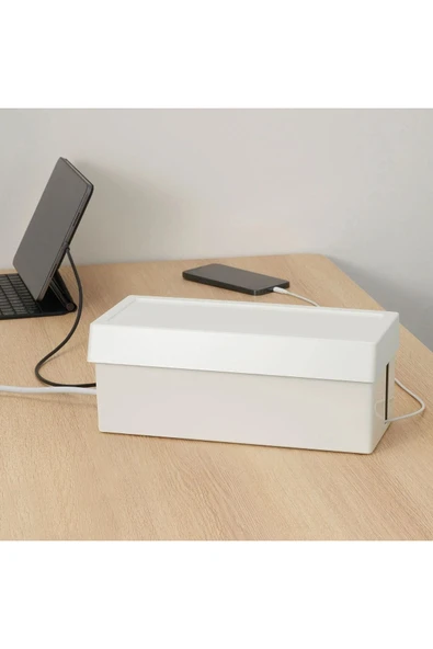IKEA SÄTTING Kablo Düzenleme Kutusu, Beyaz, 32x14x12 Cm, Kapaklı ürün görseli 1