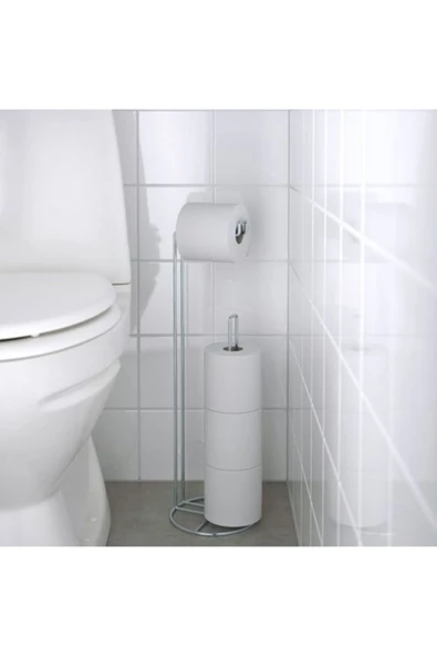 IKEA Tuvalet Kağıtlığı 17x17x56 Cm Tuvalet Kağıdı Standı Paslanmaz Çelik Kağıtlık Kaliteli Ikea ürün görseli 1