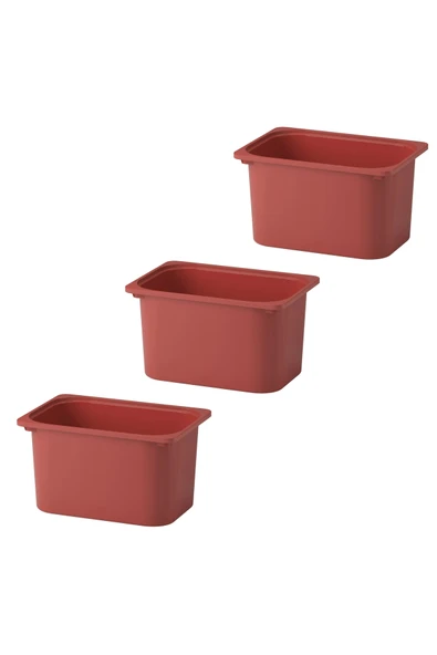 IKEA KALİTELİ 3 Adet Plastik Oyuncak Saklama Kutusu 42x30x23 Cm İkea 3'lü Set Düzenleme Kutusu Bordo Kutu ürün görseli 1