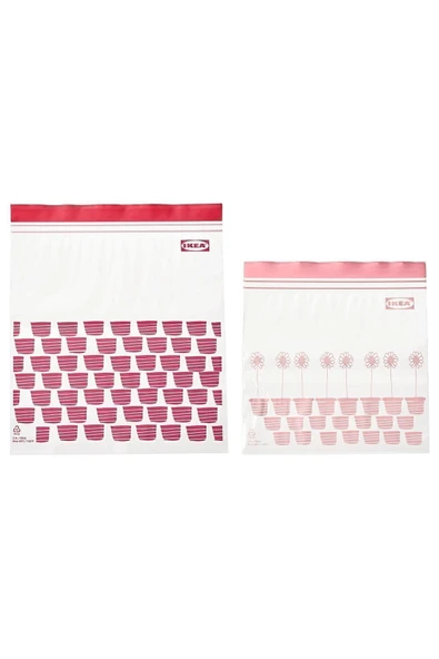 IKEA Istad Kilitlenebilir Buzdolabı Poşeti, Kırmızı-pembe, 2,5 Lt X 1,2 Lt, 50 Adet ürün görseli 1