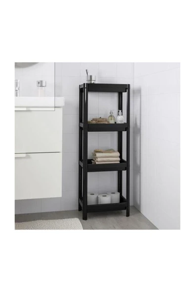 IKEA 4 Katlı Siyah Bölmeli Banyo Raf Düzenleyici ürün görseli 1