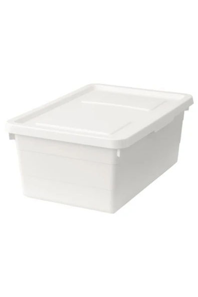 IKEA Saklama Kutusu Kapaklı 38x25x15 Cm Polipropilen Plastik Beyaz Renk ürün görseli 1
