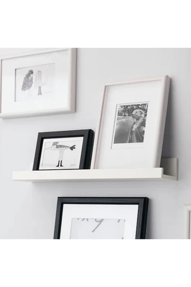 IKEA Beyaz 55 Cm Raf Fotoğraf Resim Çerçevesi Tablo Biblo Kitap Için Ahşap Duvar Rafı ürün görseli 1