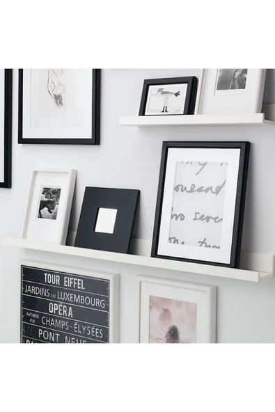 IKEA Mosslanda Beyaz 115 Cm Raf Fotoğraf Resim Çerçevesi Tablo Biblo Kitap Için Ahşap Duvar Rafı ürün görseli 1
