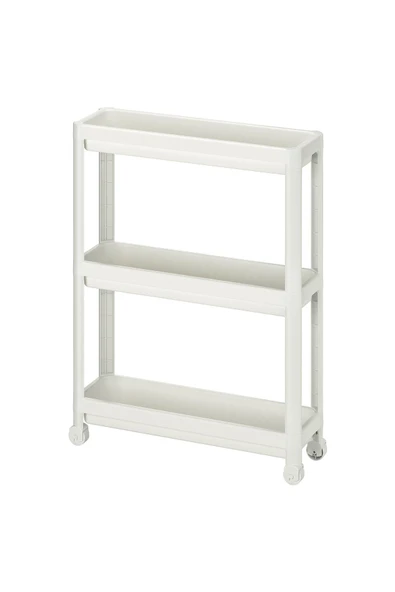 IKEA Servis Sehpası Beyaz 54x18x71 cm Mutfak-Banyo Düzenleyicisi 3 Katlı Tekerlekli ürün görseli 1