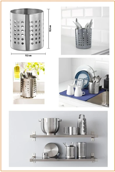 IKEA Paslanmaz Çelik Yuvarlak Kaşıklık / Çatal Bıçaklık / 13,5 cm ürün görseli 1