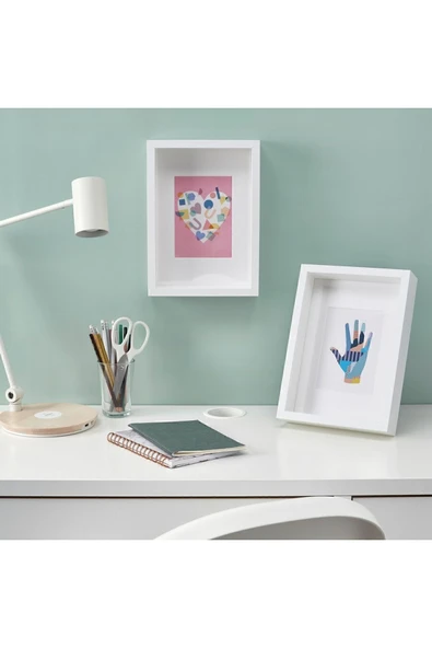 IKEA Sannahed 21x30 Cm A4 Beyaz Çiçek Konabilen Derin Kutu Çerçeve Ahşap Fotoğraf Resim Çerçevesi - Resim 2