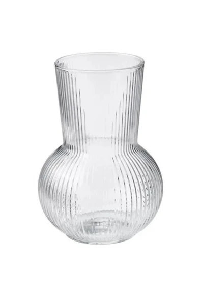IKEA Premium Ürün Küçük Boy 17 Cm Desenli Yüzey Yuvarlak Modern Cam Vazo ürün görseli 1