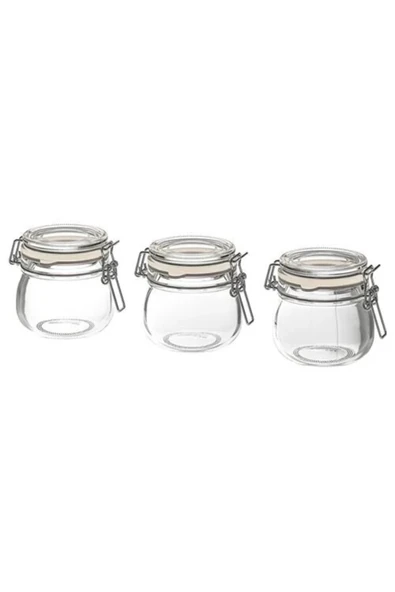 IKEA Korken Cam 13 Cl 3 Adet Kapaklı Cam Kavanoz ürün görseli 1