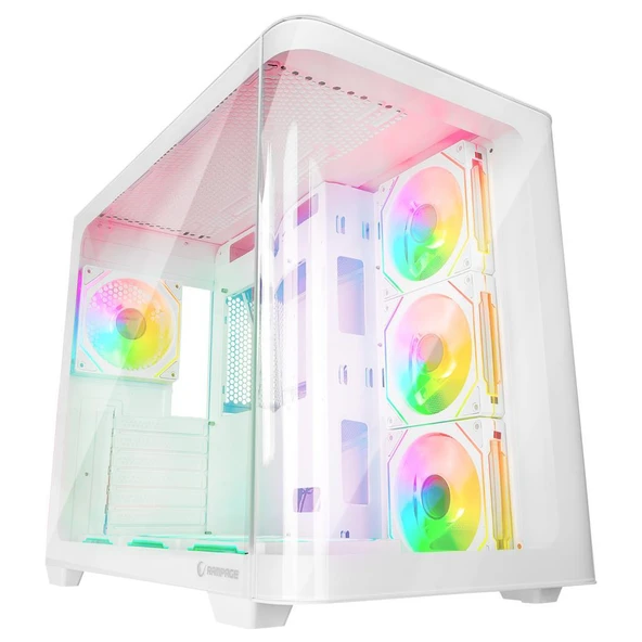 Rampage LOOPY Beyaz 7*12cm ARGB Fan Kontrolcü Temperli Cam Kumandalı ATX Mid-T Gaming Oyuncu Kasası ürün görseli 1
