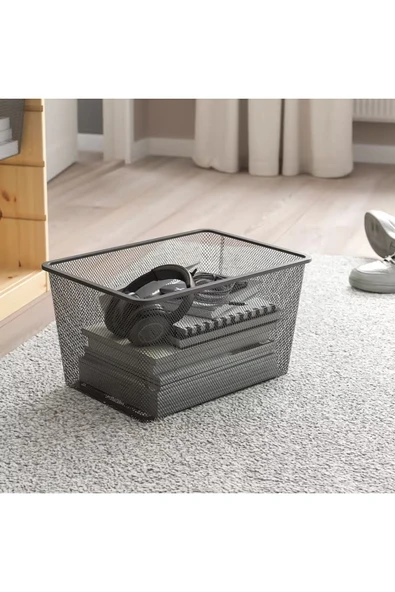 IKEA Trofast 42x30x23 Koyu Gri Çelik Fileli Eşya Saklama Kutusu Sepeti Kutu Sepet ürün görseli 1