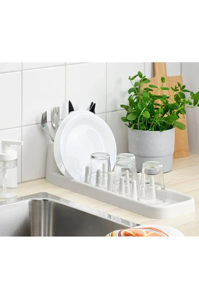 IKEA Tezgah Üstü Bulaşıklık Uzunluk 48 Cm İkea Tabaklık Kaşıklık Krem Renk Plastik Bulaşık Kabı ürün görseli 1