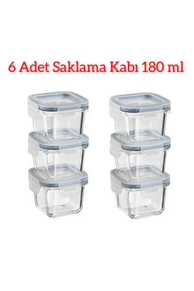 IKEA 6'lı Set Cam Saklama Kabı 8,5X8,5X6 Cm İkea 6 Adet Sızdırmaz Kapaklı Saklama Kabı Hacim 180 ml ürün görseli 1