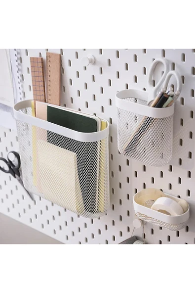 IKEA Skadıs 3 Lü Set 3 Adet Çok Amaçlı Çelik Pano Parçası Beyaz Saklama Sepetleri ürün görseli 1