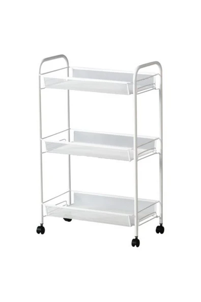 IKEA Tekerlekli Servis Arabası 26x48x77 Cm Çelik A Kalite Beyaz ürün görseli 1