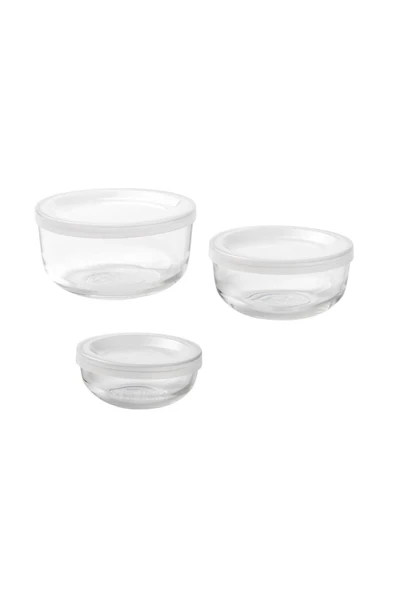 IKEA Bestamma Cam Saklama Kabı Seti - 3 Lü Set - Yuvarlak ürün görseli 1