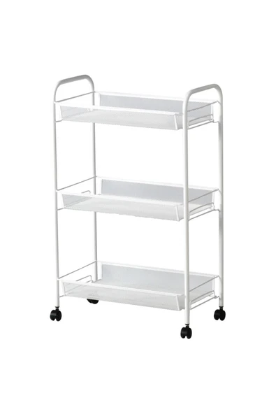 IKEA Hornavan düzenleyici Tekerlekli Servis Arabası - Sehpası - Metal / Beyaz - 26 x 48 x 77 cm ürün görseli 1