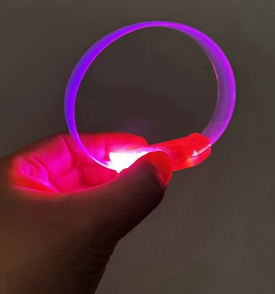 3 Modlu Pilli LED Işıklı Esnek Parti Bilekliği Pembe ürün görseli 1