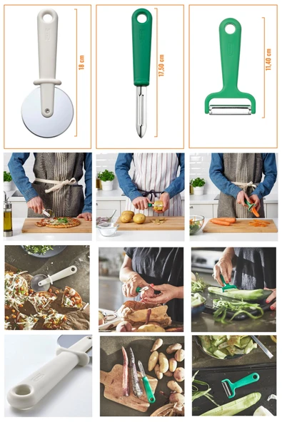 IKEA Uppfylld Serisi, Hamur & Pizza Kesici, Yatay Soyacak, Dik Soyacak, 3 Parça ürün görseli 1