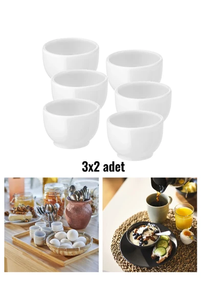 IKEA Porselen Beyaz Yumurtalık Klasik, 3x2 Adet ürün görseli 1