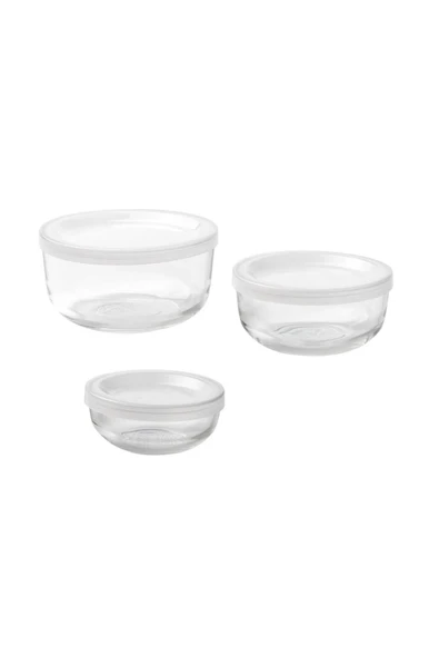 IKEA Bestamma Cam Saklama Kabı Seti - 3 Lü Set - Yuvarlak ürün görseli 1