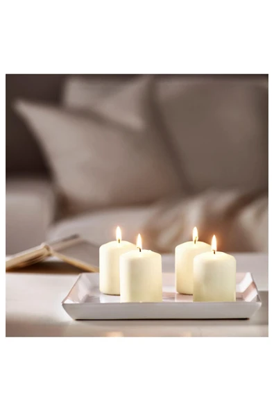 IKEA 8 Adet Blok Mum Yükseklik: 8 Cm İkea 8'li Set Dekoratif Mum Salon Mumu Yanma Süresi: 15 Saat ürün görseli 1