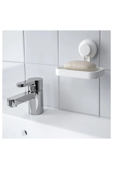 IKEA TISKEN beyaz sabunluk - Resim 3