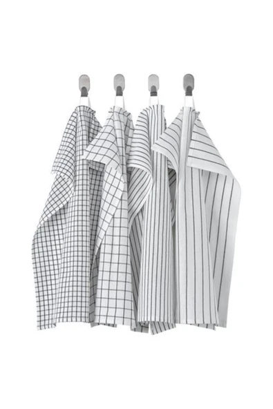 IKEA 4lü Mutfak El Havlusu Meridyendukkan Beyaz-gri Pamuk 45x60 Cm 4adet Kurulama Bezi ürün görseli 1