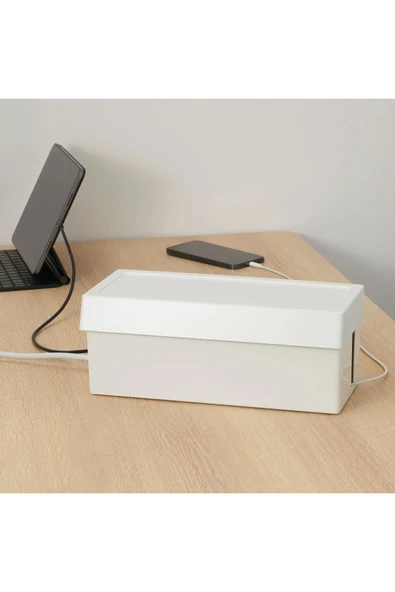 IKEA Kablo Düzenleme Kutusu, Beyaz 32x14x12 Cm, Kapaklı ürün görseli 1