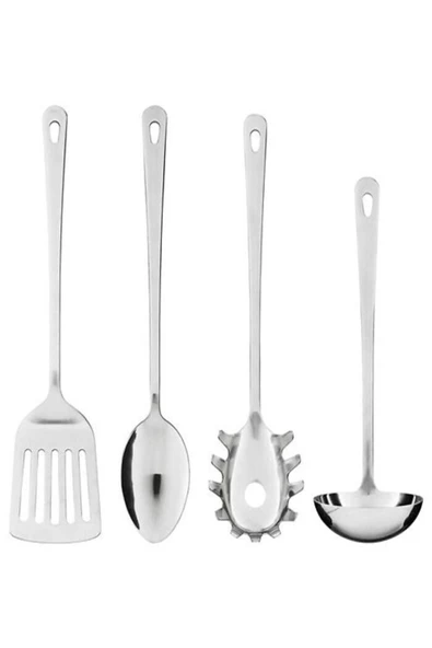 IKEA Mutfak Gereçleri Servis Seti 4 Parça Kepçe Kaşık Spatula Paslanmaz Çelik ürün görseli 1