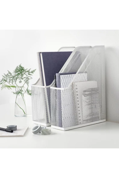 IKEA Drönjöns Metal Masaüstü Dosyalık Organizer Beyaz 2'li ürün görseli 1