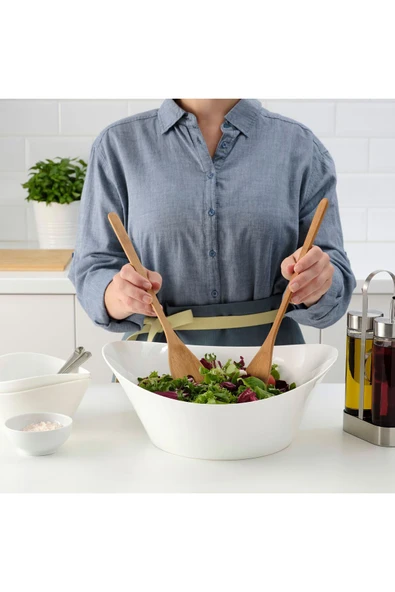 IKEA 2li Salata & Servis Kaşığı Bambu Uzunluk: 31 cm - Resim 2