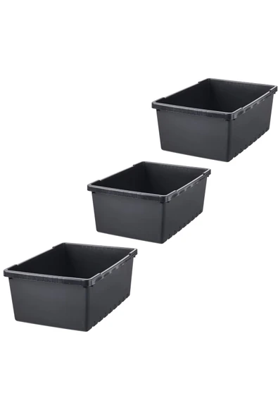 IKEA 3 Adet Çok Amaçlı Düzenleyici Kutu 35x25x14 Cm İkea 3'lü Set Plastik Saklama Kutusu Siyah ürün görseli 1