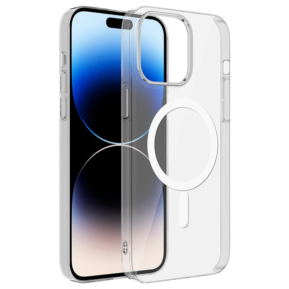 iPhone 14 Pro Max Kılıf Kamera Korumalı MagSafe Şarj Özellikli Lüx Şeffaf London Silikon Kapak ürün görseli 1