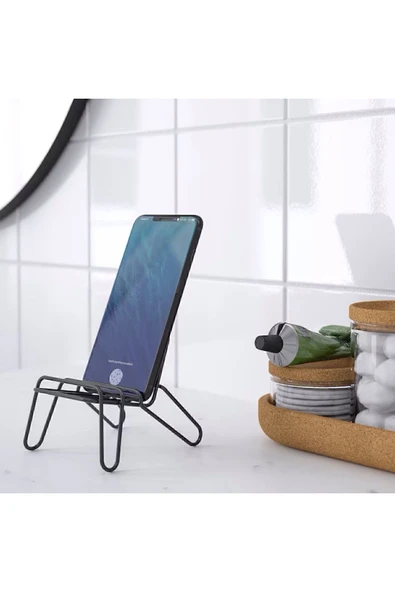 IKEA Krubbet Siyah Koltuk Şekilli Çelik Telefon Tablet Standı Tutucu ürün görseli 1