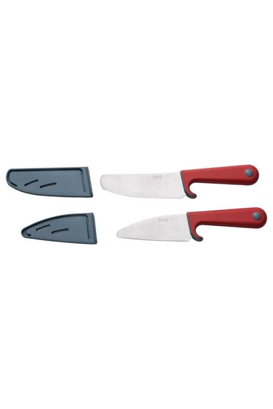 IKEA SMÅBIT bıçak seti, açık turkuaz-parlak kırmızı, 2 parça ürün görseli 1