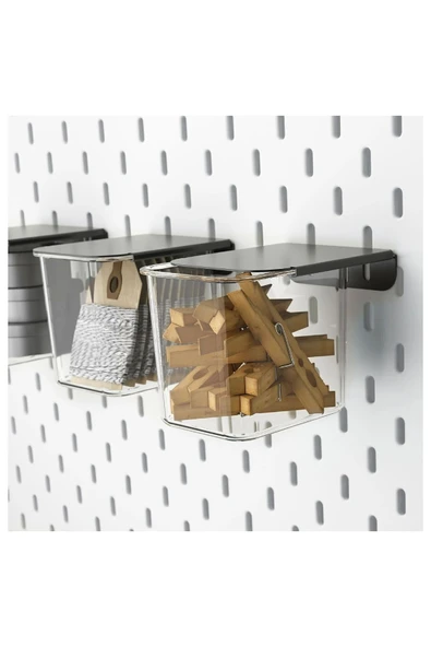 IKEA Skadıs 3lü Siyah kapaklı Set Çok Amaçlı Pano Parçası Kapaklı Şeffaf Kutu 7x8x8.5 cm ürün görseli 1