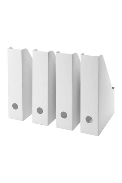 IKEA Fluns 4 Lüç Set Beyaz Kutu Klasör Dosyalık Magazinlik Evrak Dergi Dosyası 4. Adet ürün görseli 1