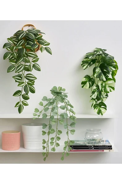 IKEA 3 Adet Asılabilir Yapay Bitki Ikea 3'lü Set Yapay Duvar Bitkisi Yeşil Renk ürün görseli 1
