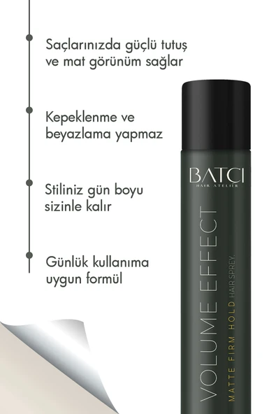 Batçı Volume Effect Matte Firm Hold Saç Spreyi 400 ml Mat Güçlü Tutuş Etkili ürün görseli 1