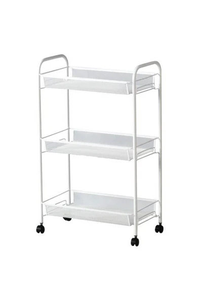IKEA Servis Arabası 3 Katlı Metal Beyaz MeridyenDukkan 26x48x77 cm Banyo-Mutfak Düzenleyici Ünite ürün görseli 1