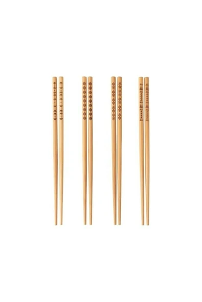 IKEA 4 Çift Yıkanabilir Bambu Chopstıck Japon Çin Yemek Çubuğu Uzunluk: 24 Cm ürün görseli 1
