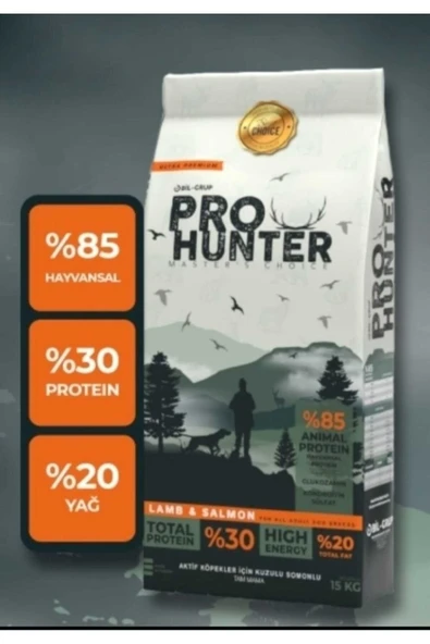 PROHUNTER Pro Hunter Az Tahıllı / Düşük Tahıllı Kalite Köpek Maması 15 kg %85 Hayvansal Kaynaklı Protein ürün görseli 1